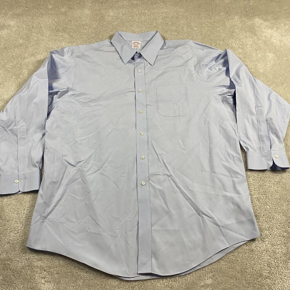 Brooks Brothers Shirt Mens 17.5 34 Madison Non Iron Supima Button Down Business
